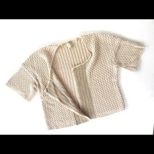 Crochet cardigan with gold thread accents